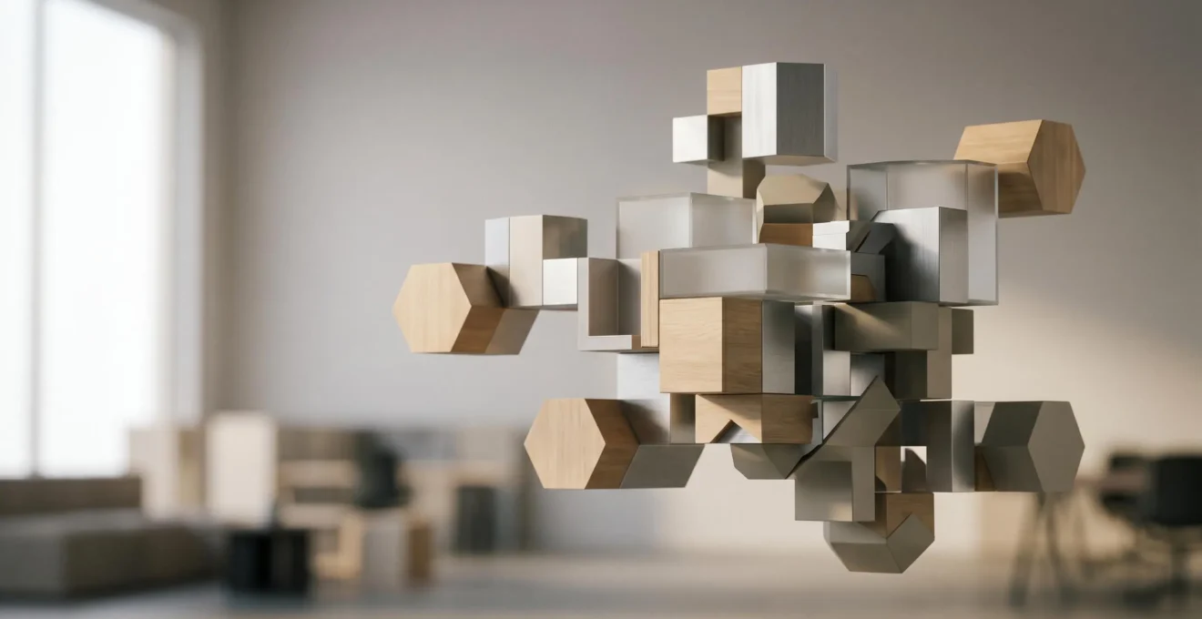 Architecture modulaire e-commerce avec composants interconnectés illustrant la flexibilité et l'évolution continue