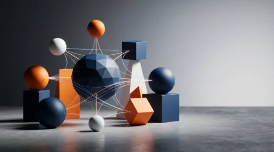 Concept d'orchestration des canaux marketing digital illustré par une composition visuelle symbolisant la synergie et l'efficacité budgétaire