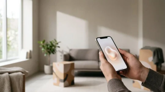 Visualisation de produit en réalité augmentée sur smartphone dans un environnement d'achat moderne