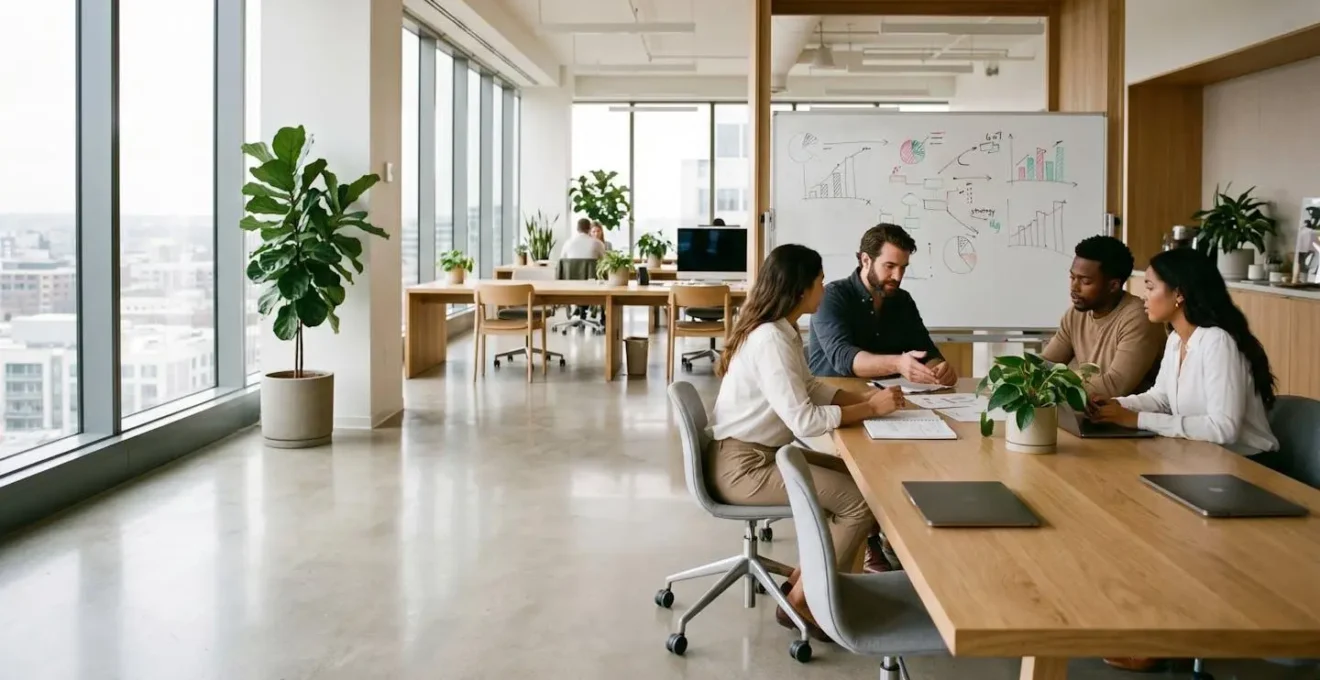 Environnement de bureau moderne illustrant l'adoption de l'intelligence artificielle dans une PME